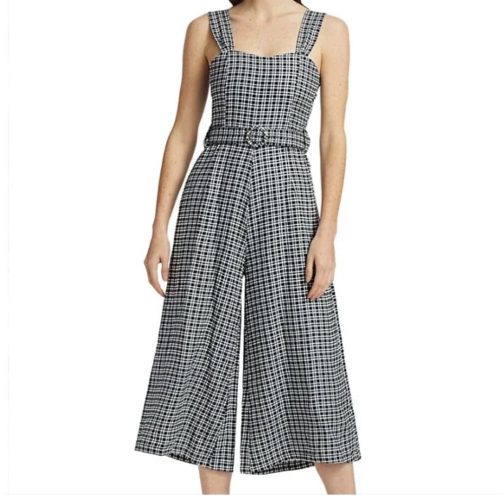 Faithfull the Brand Plaid Print Square Neckline Jumpsuit